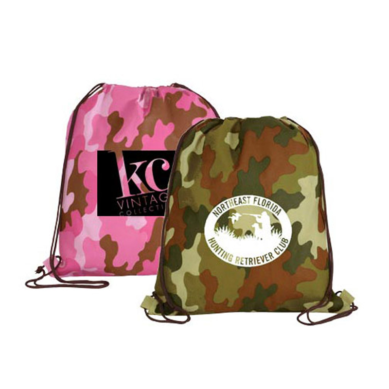 Non-Woven Camo Drawstring Backpack