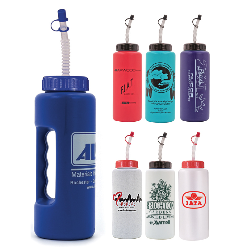 32 oz Grip Bottle with Flexible Straw - BPA Free