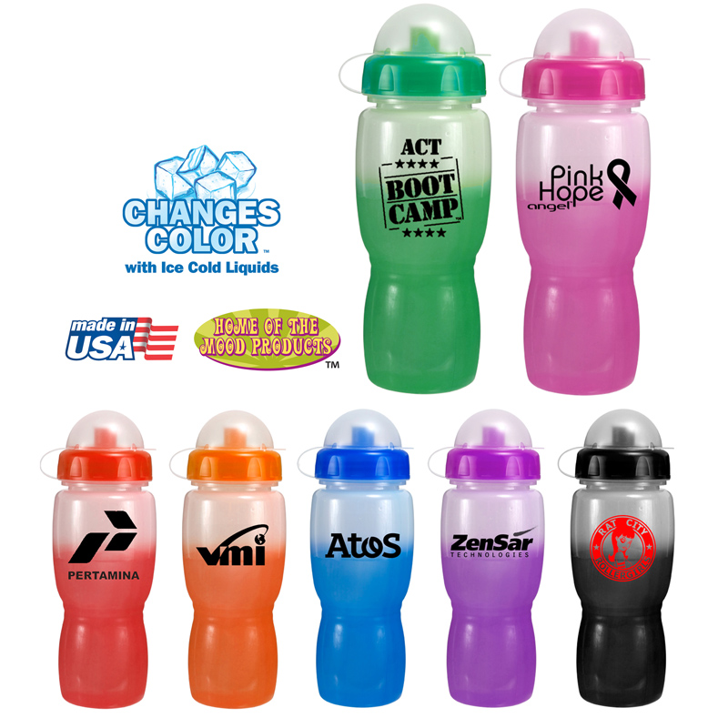 18 oz. Mood Poly-Saver Mate Bottle with Push 'n Pull Cap and Dome Lid