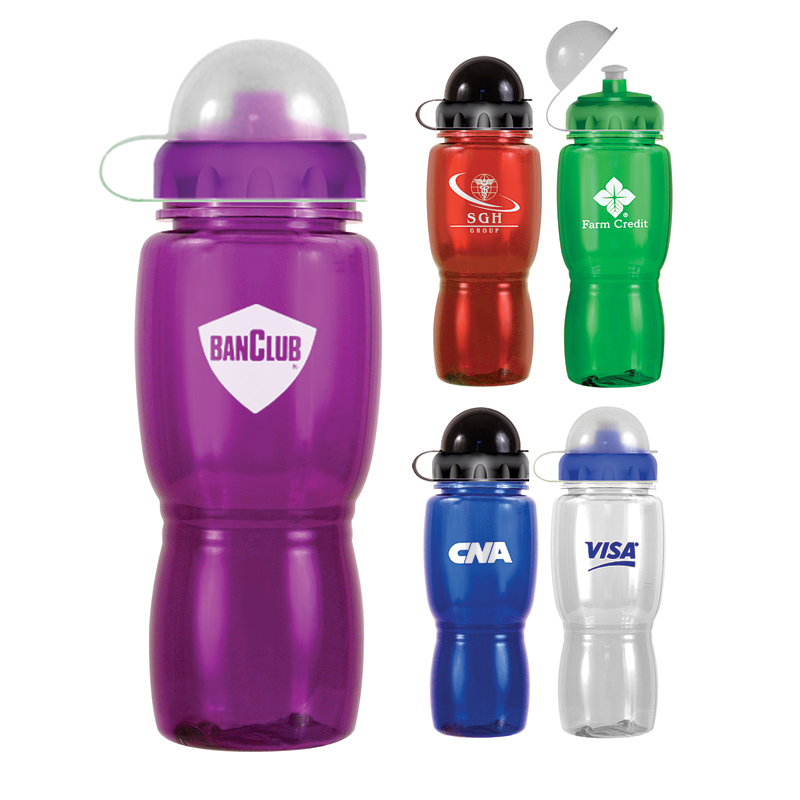 18 oz. Poly-Saver Mate Bottle with Push 'n Pull Cap & Dome Lid