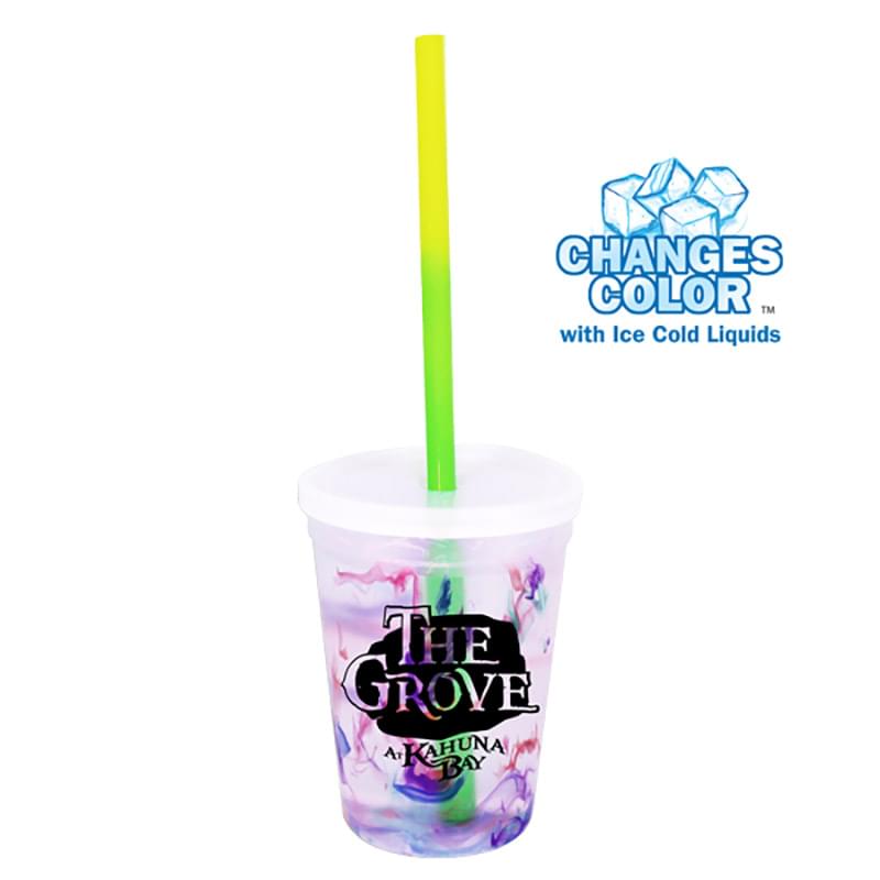 12 oz. Rainbow Confetti Mood Cup/Straw/Lid Set
