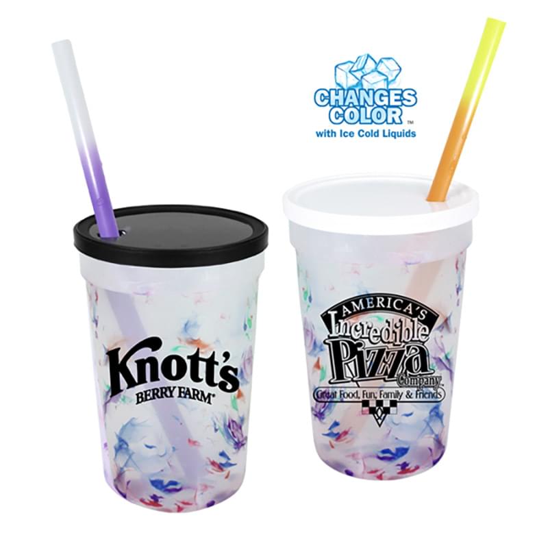 22 oz. Rainbow Confetti Mood Cup/Straw/Lid Set