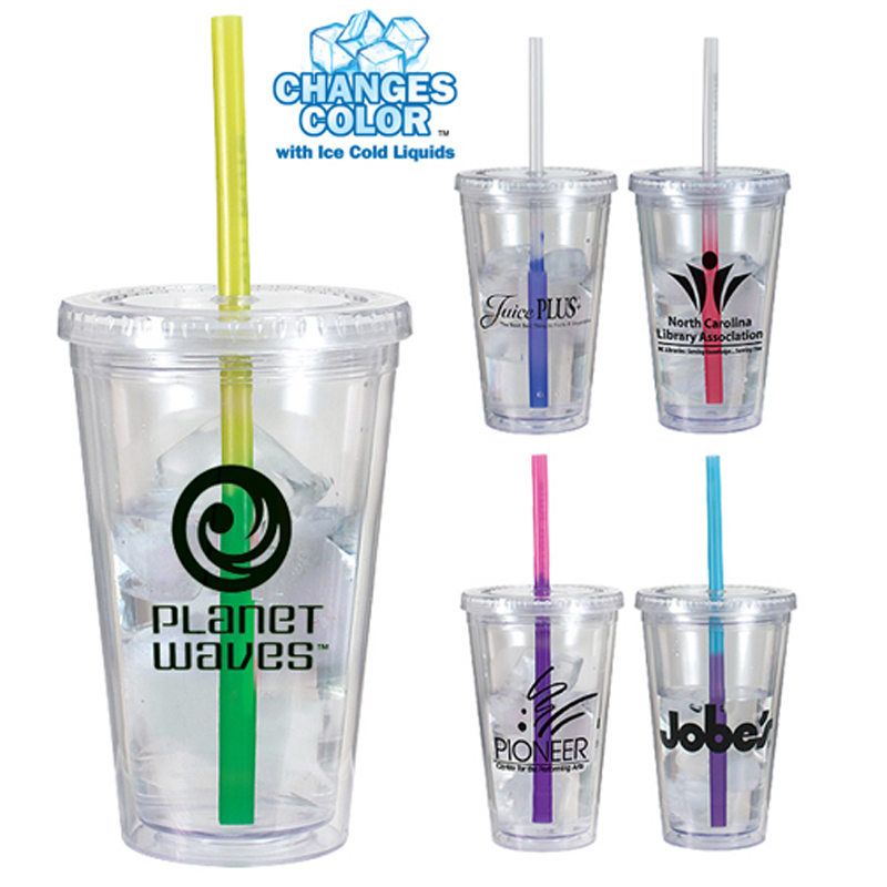 16 oz. Victory Acrylic Tumbler with Mood Straw