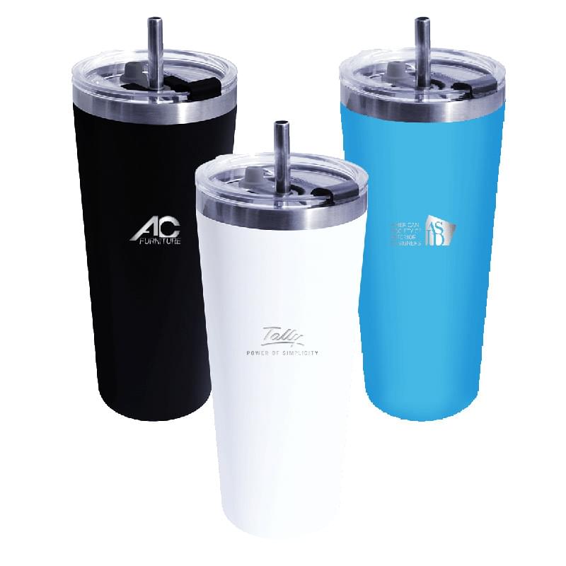 22 oz. Memphis Tumbler With Flip Top Lid & Stainless Steel Straw, Laser, Standard