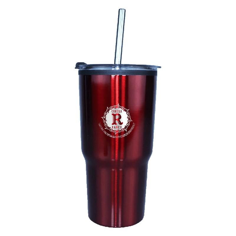 20 oz. Ares Tumbler with Stainless Straw/Flip Top Lid, Laser, Premium