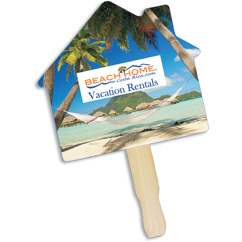 House Shape Hand Fan, Full Color Digital