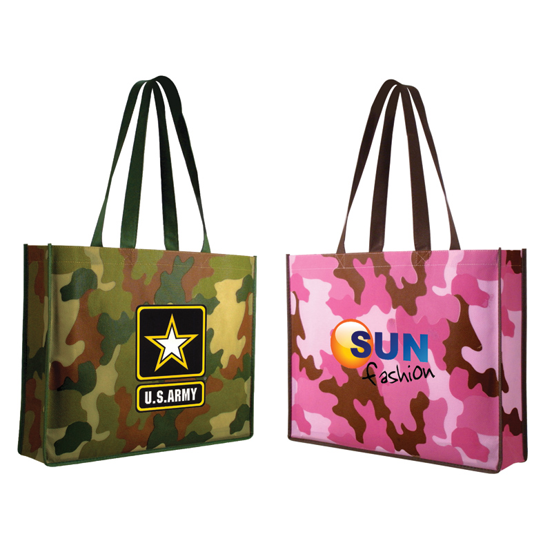 Non-Woven Camo Tote Bag, Full Color Digital