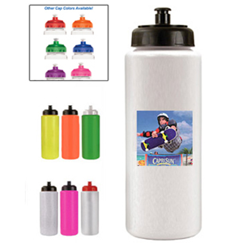 32 oz. Sports Bottle with Push 'n Pull Cap (1 Side), Full Color Digital - BPA Free