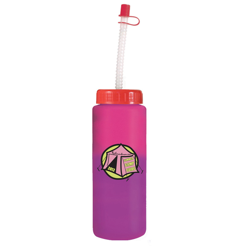 32 oz. Mood Sports Bottle With Flexible Straw, Full Color Digital