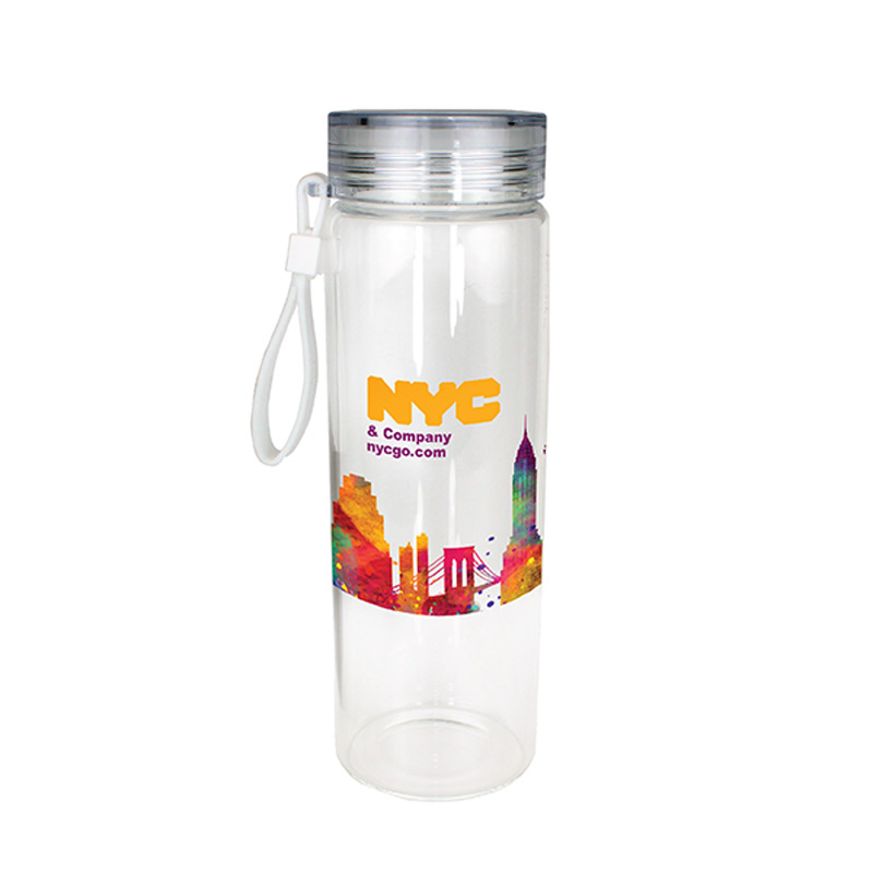 20 oz. Durable Clear Glass Bottle with Screw on Lid, Full Color Digital