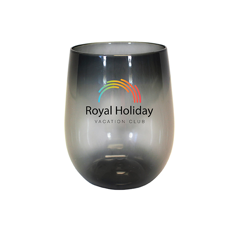 12 oz. Plastic Stemless Wine Glass, Full Color Digital