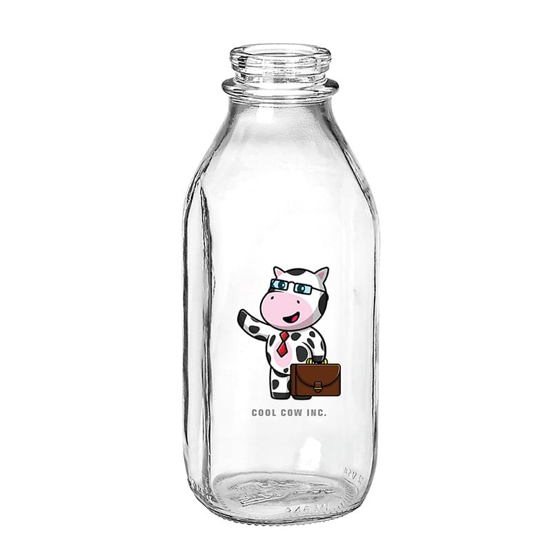 1 Quart Glass Milk Bottle, Full Color Digital