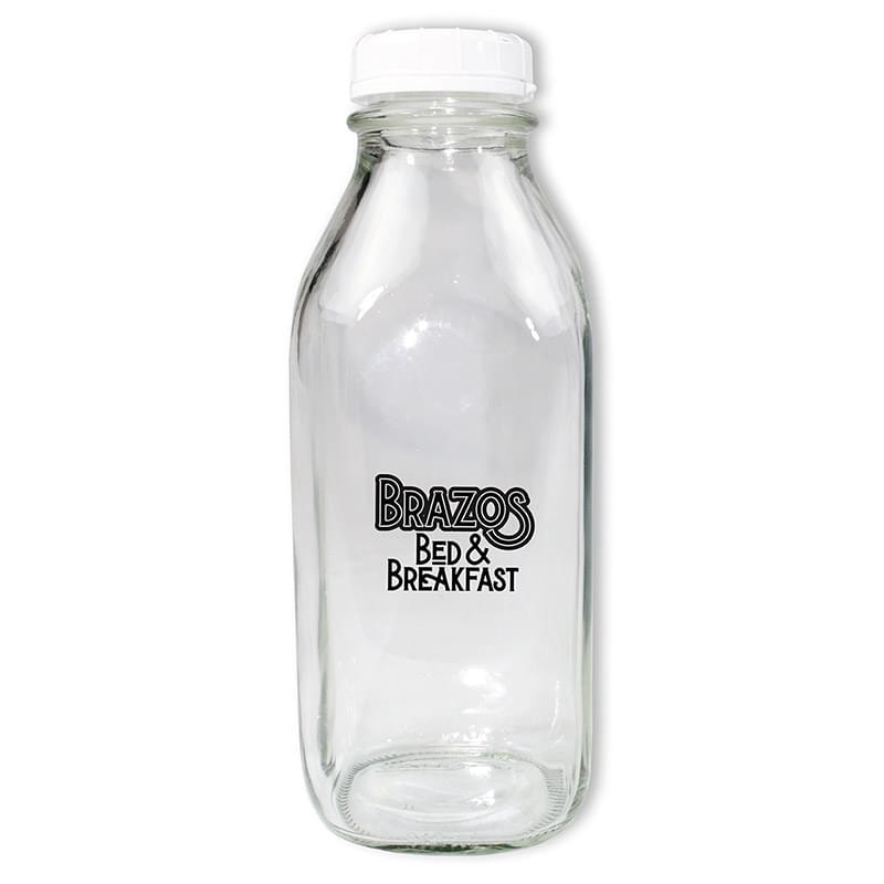 1 Quart Glass Milk Bottle with Lid, Full Color Digital