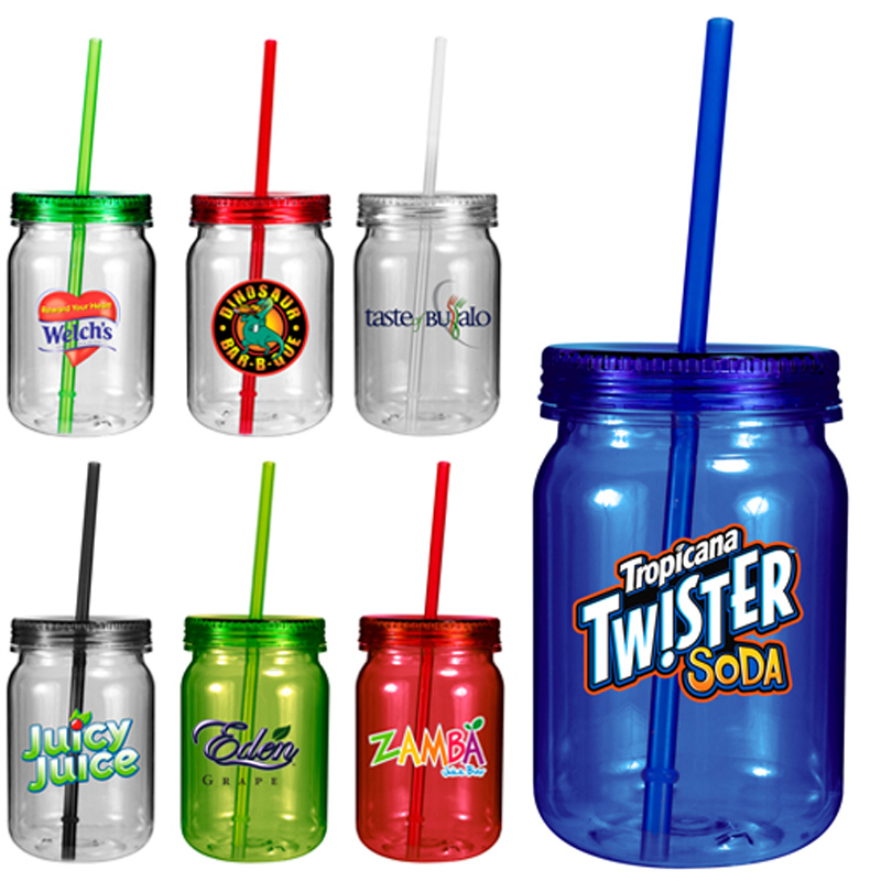 24 oz. Plastic Mason Jar, Full Color Digital
