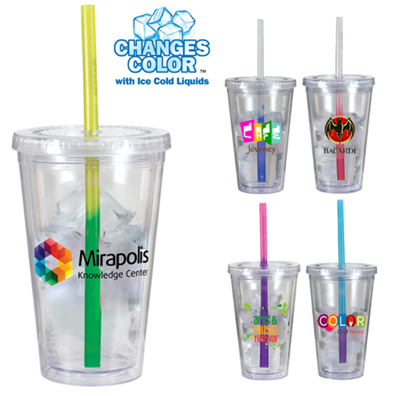 16 Oz. Victory Acrylic Tumbler With Mood Straw, Full Color Digital