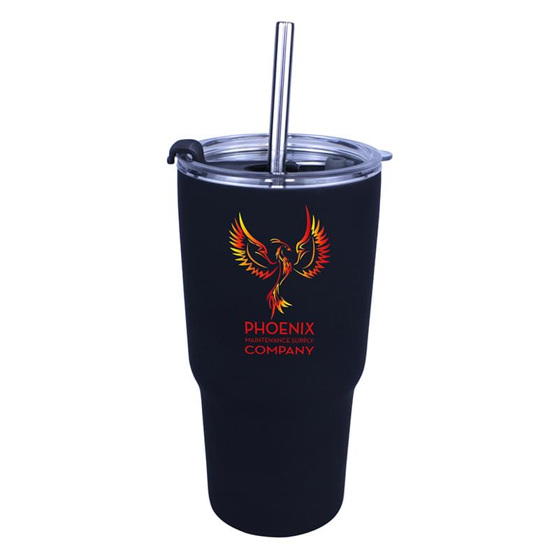 20 oz. Halcyon&reg; Tumbler with Stainless Straw/Flip Top Lid, Full Color Digital
