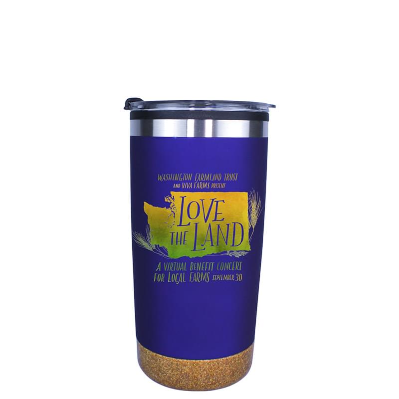 20 oz. Halcyon&reg; Cork Bottom Tumbler with Stainless Straw/Flip Top Lid, Full Color Digital