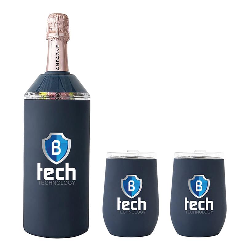 Vinglacé® Wine Bottle Insulator & 2 Glass Gift Set, Full Color Digital