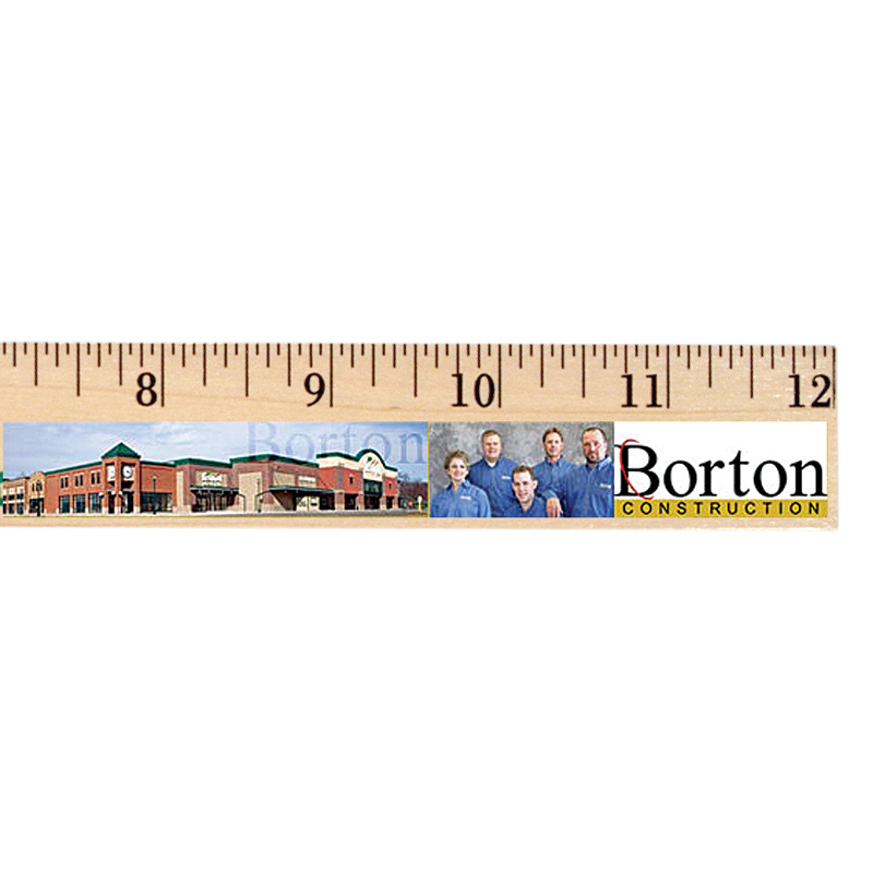 12" Clear Lacquer Wood Ruler, Full Color Digital