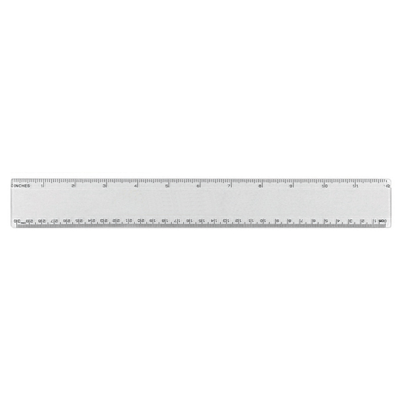 12" Beveled Plastic Ruler, Full Color Digital