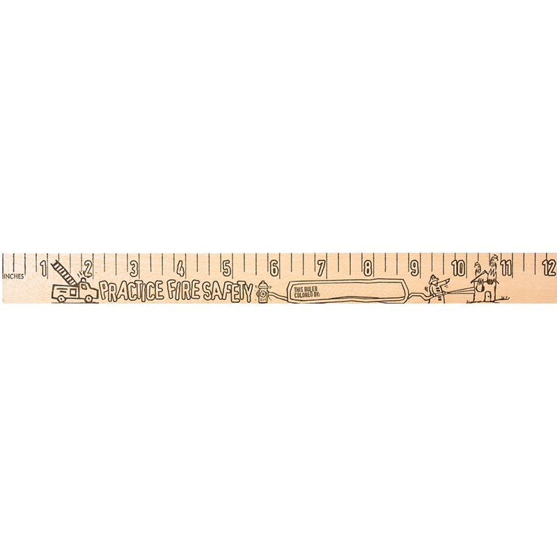 Fire Safety "u" Color Rulers - Natural Wood Finish