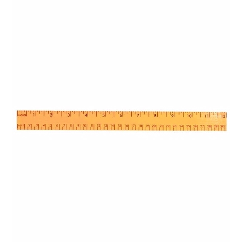 12" Fluorescent Wood Ruler - English & Metric Scale