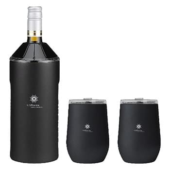 Vinglacé® Wine Bottle Insulator & 2 Glass Gift Set, Laser, Standard