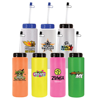 32oz. Sports Bottle With Flexible Straw, Full Color Digital