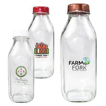 1 Quart Glass Milk Bottle with Lid, Full Color Digital