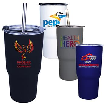 20 oz. Halcyon&reg; Tumbler with Stainless Straw/Flip Top Lid, Full Color Digital