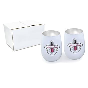 Halcyon® 12 oz. Stainless Steel Wine Glass - Gift Set, Full Color Digital