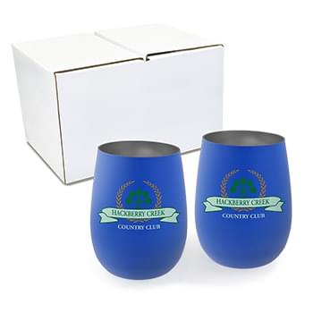 12 oz. Recycled Stainless Wine Glass - Gift Set, Full Color Digital