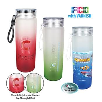 20 oz. Halcyon&reg; Frosted Glass Bottle with Screw on Lid, FCD with Varnish or Varnish Only