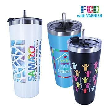 22 oz. Memphis Tumbler with Flip Top/Stainless Steel Straw Lid, FCD With Varnish or Varnish Only